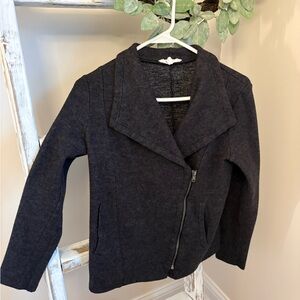 BB Dakota Dark Charcoal Knit Zip Cardigan